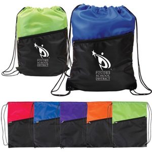 Drawstring Backpack Zippered Pocket