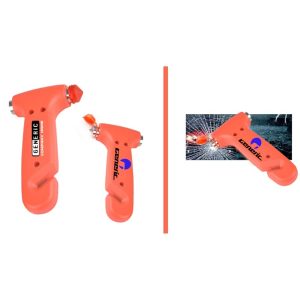 Car seat belt cutter with window hammer