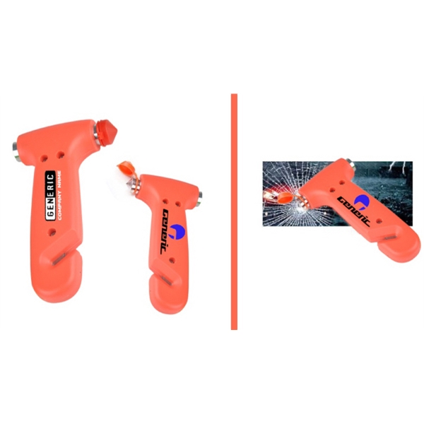 Car seat belt cutter with window hammer