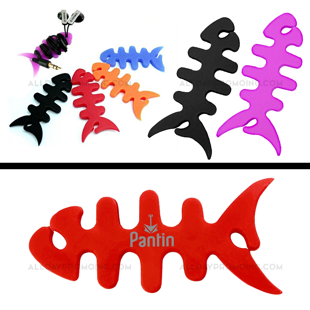 Fish Bone Earphone Cable Cord Wrap Silicone - Image 2