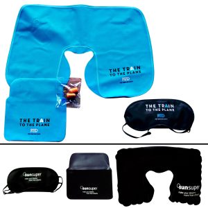Promotional Travel Set Neck Pillow, Eye Shades, Ear Plugs