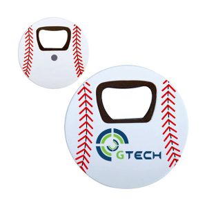 Baseball Bottle Opener Round Flat With Magnet