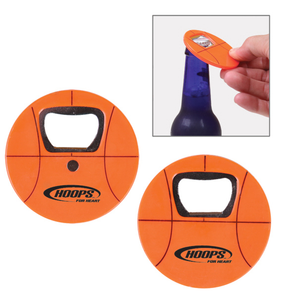 Basketball Bottle Opener Round Flat With Magnet