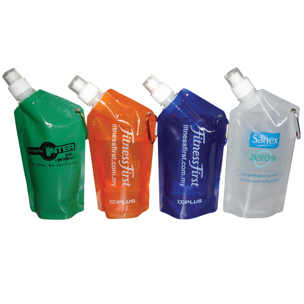 Water Bottle Bag Foldable with Carabiner Clip 16oz