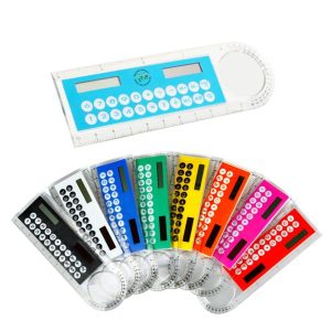 Solar Mini Ruler LED Calculator Magnifier Multifunction