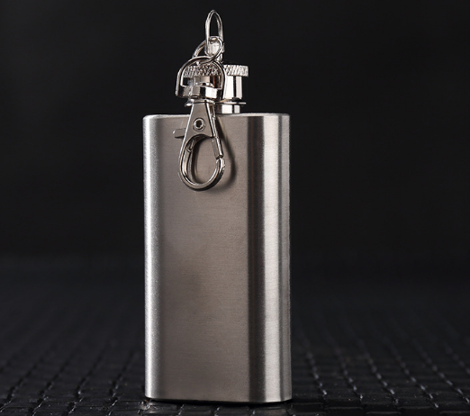 Stainless Steel Mini Flask Keychain - 2 oz - Image 2