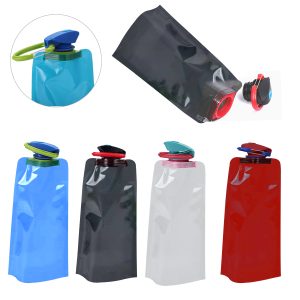 Water bottle with Flip-Top Lid and Carabiner Clip Foldable
