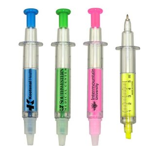 Syringe Injection Shaped Pen and Highlighter Combo
