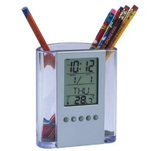 Desktop Pen Cup Digital Display Clock, Date And Temperature