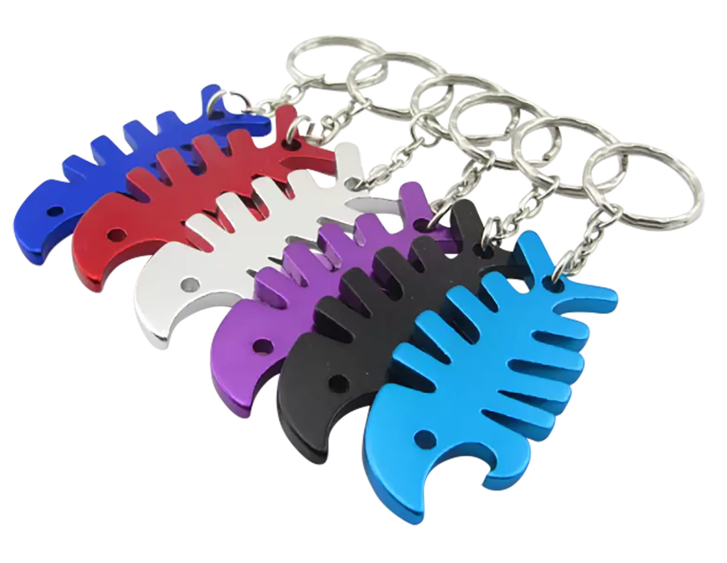 Bottle Opener Fishbone Shape Keychain Keyring - Image 2